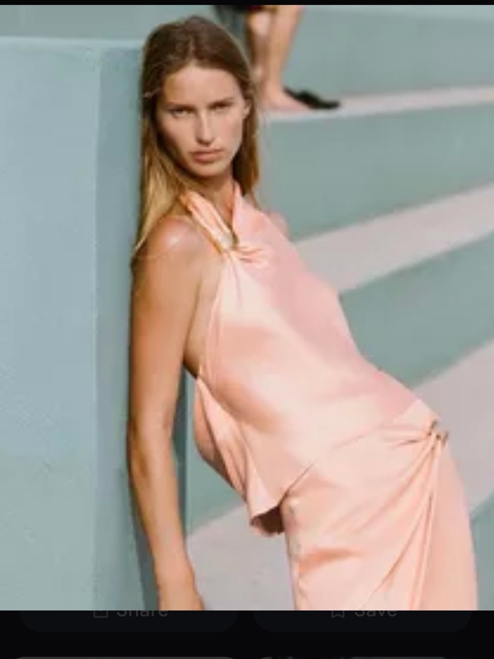 Nwt Zara Peach/Coral halter backless gold buckle blouse